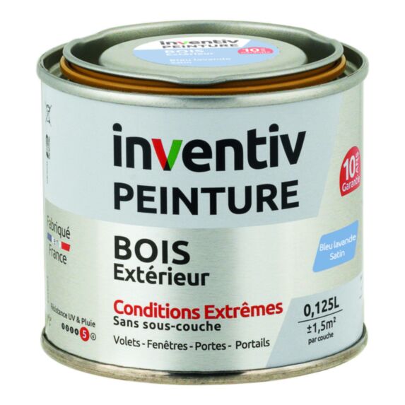 Peinture Extérieure Bois 10 ans Bleu Lavande Satin 0,125L - INVENTIV