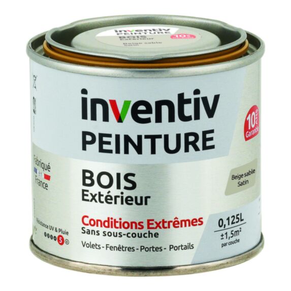 Peinture Extérieure Bois 10 ans Beige Sable Satin 0,125L - INVENTIV
