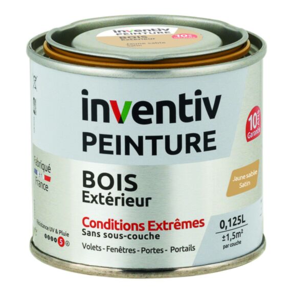 Peinture Extérieure Bois 10 ans Jaune Sable Satin 0,125L - INVENTIV