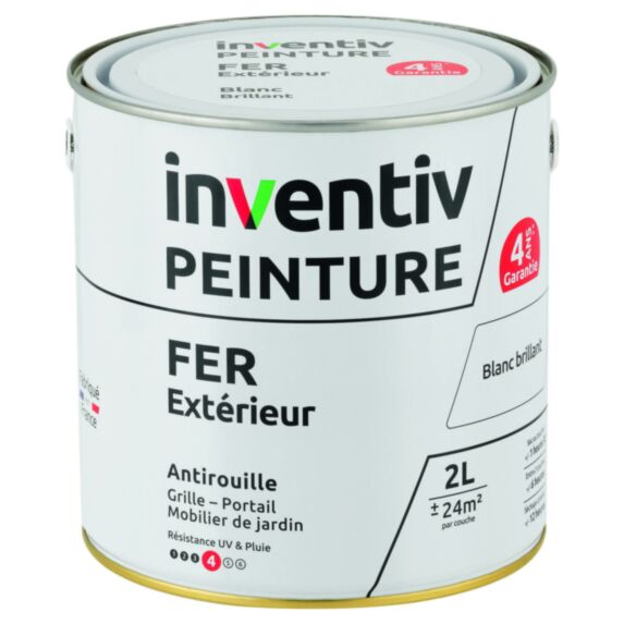 Peinture extérieure fer Garantie 4 ans blanc brillant 2 L - INVENTIV