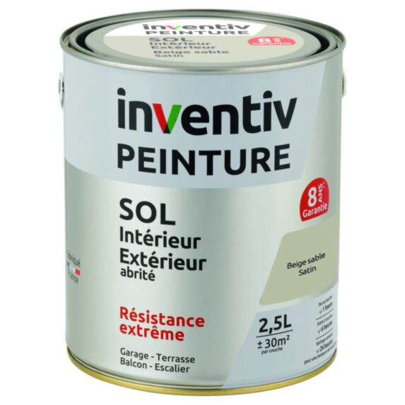 Peinture extérieure sol Garantie 8 ans beige sable satin 2,5 L - INVENTIV