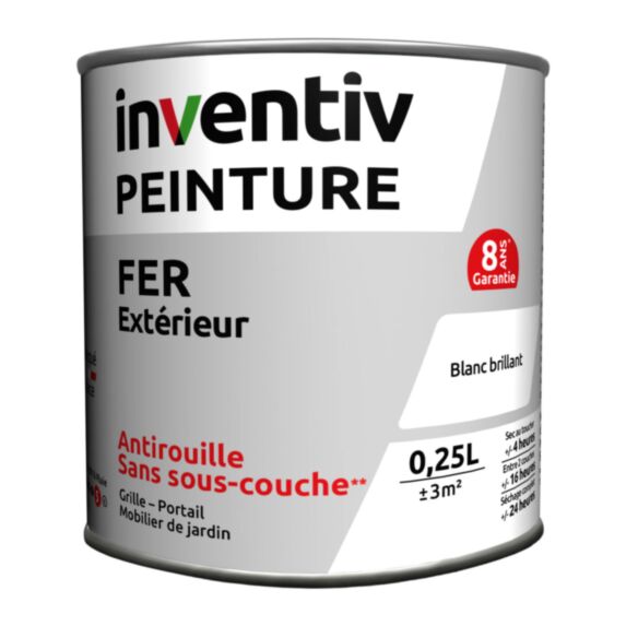 Peinture fer brillante Blanc 0,25L - INVENTIV