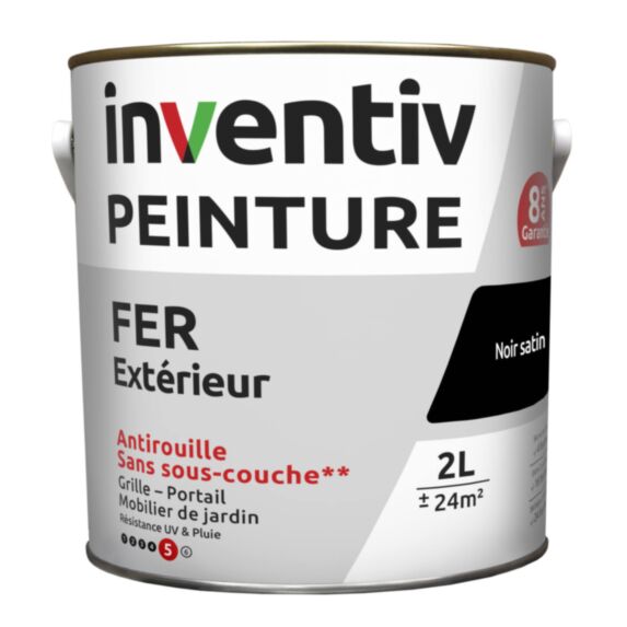 Peinture extérieure fer Garantie 8 ans noir mat 2 L - INVENTIV