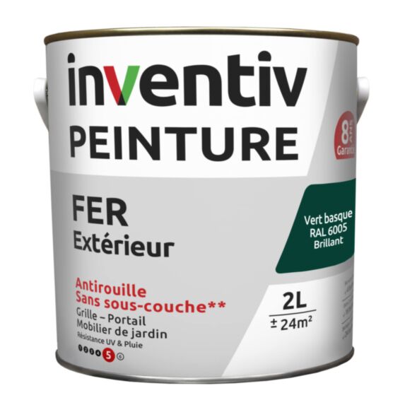 Peinture fer brillante Vert basque 2L - INVENTIV