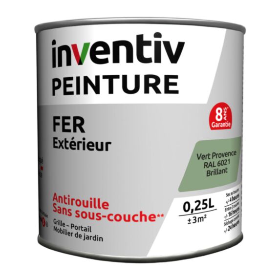 Peinture fer brillante Vert Provence 0,25L - INVENTIV