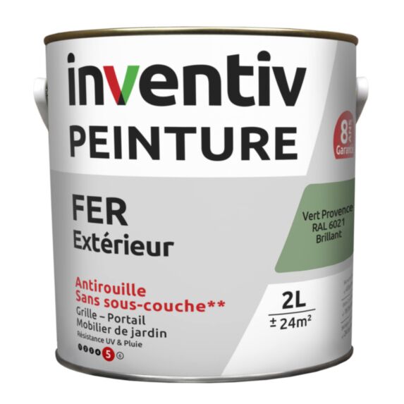 Peinture fer brillante Vert Provence 2L - INVENTIV