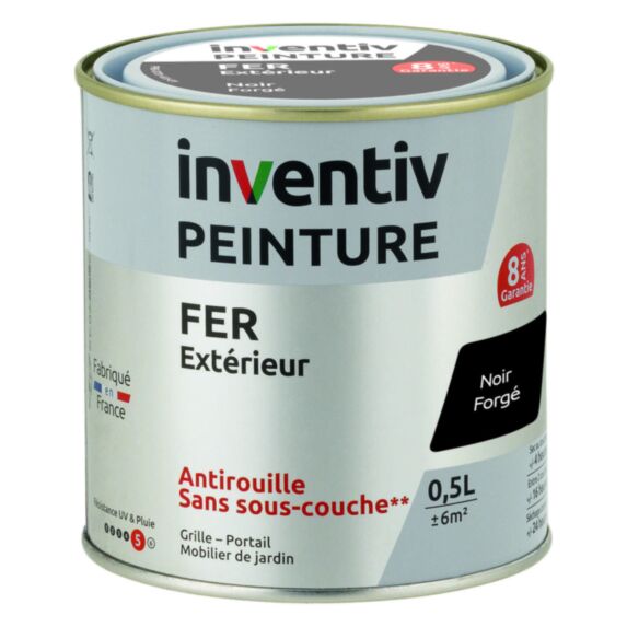 Peinture fer brillante Noir forgé 0,5L - INVENTIV