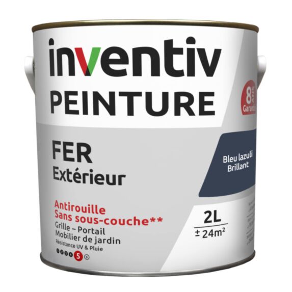 Peinture fer brillante Bleu foncé 2L - INVENTIV
