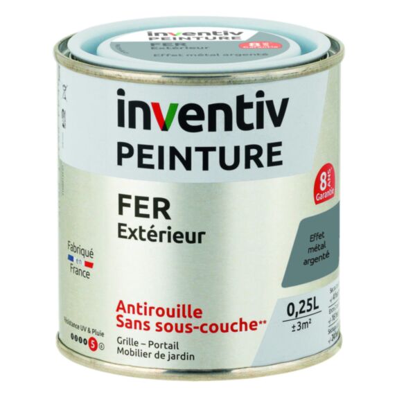 Peinture fer brillante Argenté 0,25L - INVENTIV