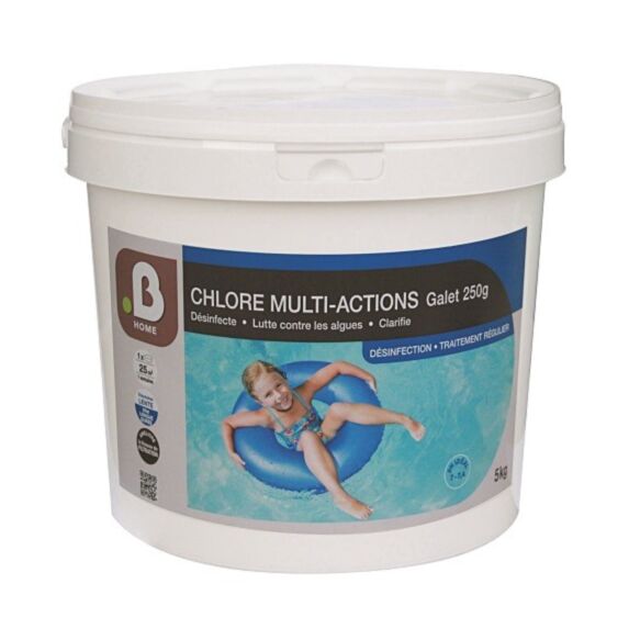Galets de 250gr Chlore multi-actions traitement piscine 5kg - B HOME
