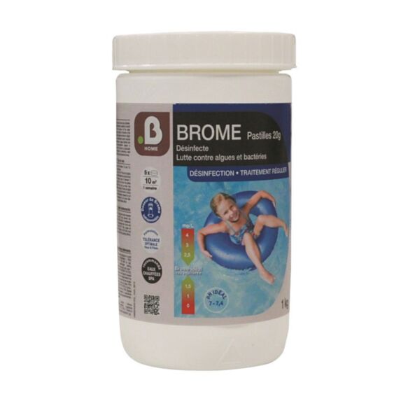 Brome pastilles de 20gr traitement piscine régulier 1kg - B HOME