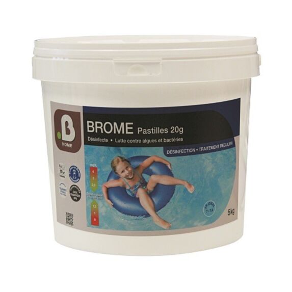 Brome pastilles de 20gr traitement piscine régulier 5kg - B HOME