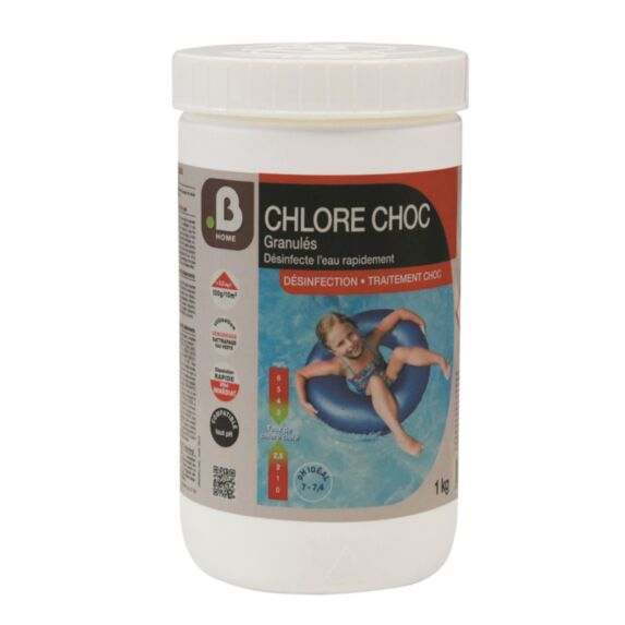 Granulés Chlore Choc traitement piscine 1kg - B HOME