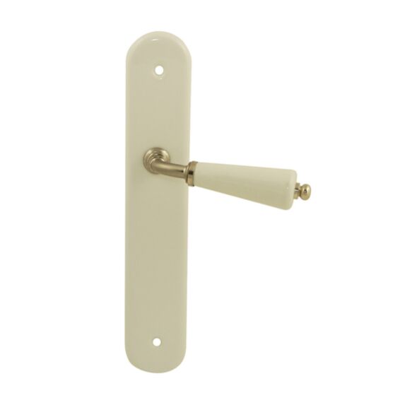 Poignées de porte bec de cane Dimon porcelaine blanc-nickel mat - B BEAUTY