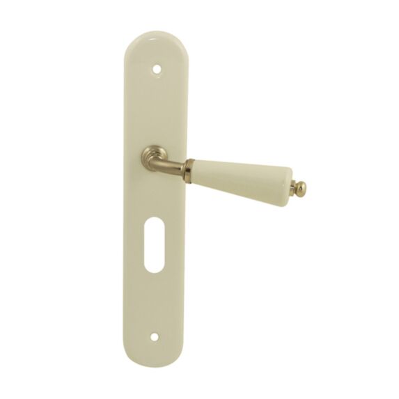 Poignées de porte clé Dimon porcelaine blanc-nickel mat - B BEAUTY