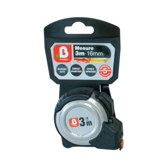 Mètre ruban métal 3m x 16mm - B POWER