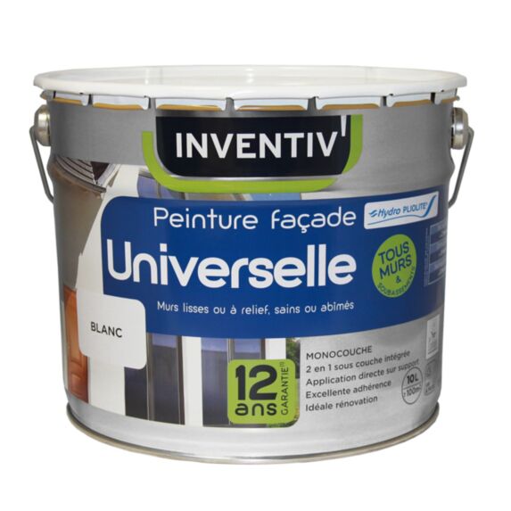 Peinture façade universelle Hydro Pliolite ton calcaire 10L - INVENTIV