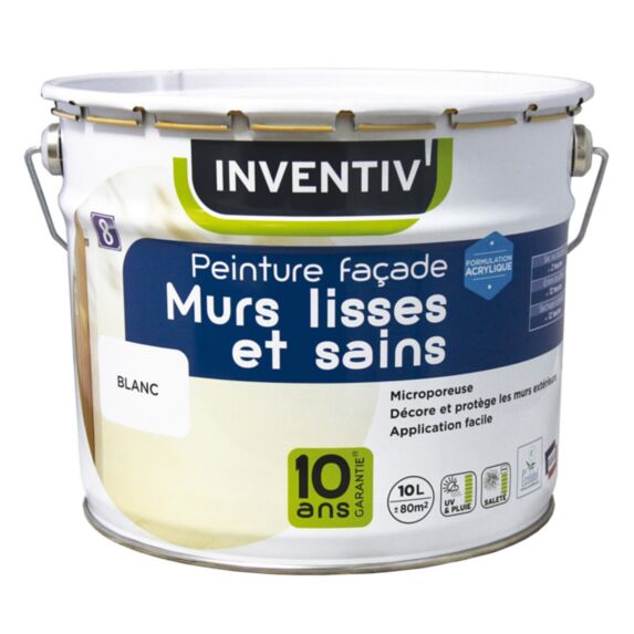 Peinture façade Murs lisses et sains Ton Pierre 10 L - INVENTIV