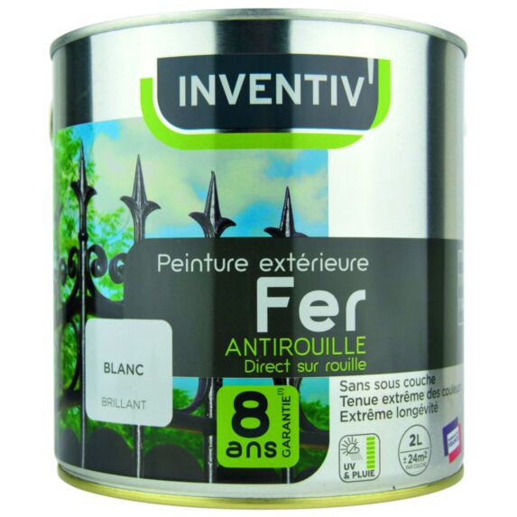 Peinture fer blanc brillant 4 ans 2 L - INVENTIV