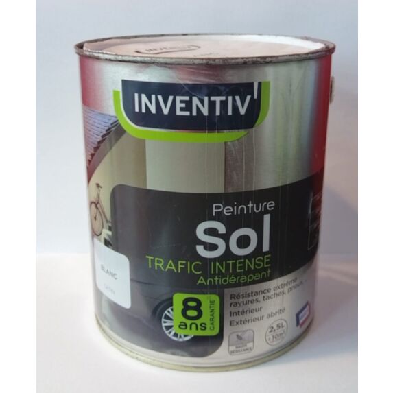 Peinture sol 8 ans blanc satin 2,5 L - INVENTIV