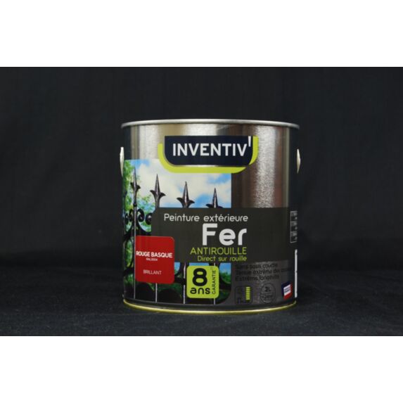 Peinture fer rouge brillant 4 ans 2 L - INVENTIV