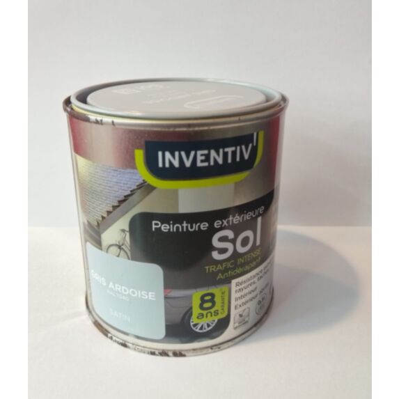 Peinture sol 8 ans gris ardoise satin 0,5 L - INVENTIV
