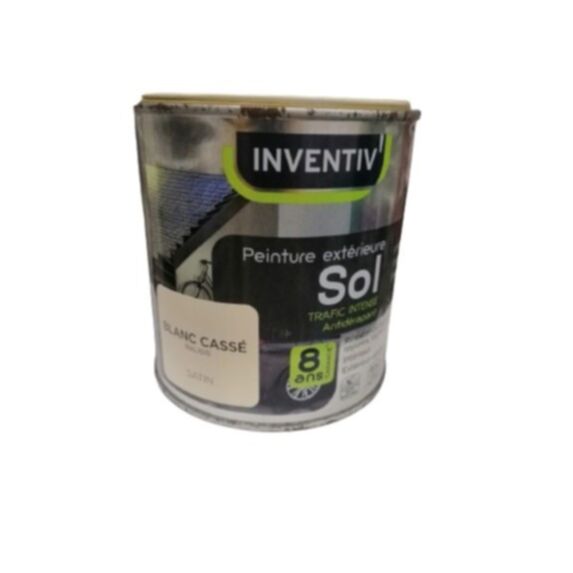 Peinture sol 8 ans blanc cassé satin 0,5 L - INVENTIV
