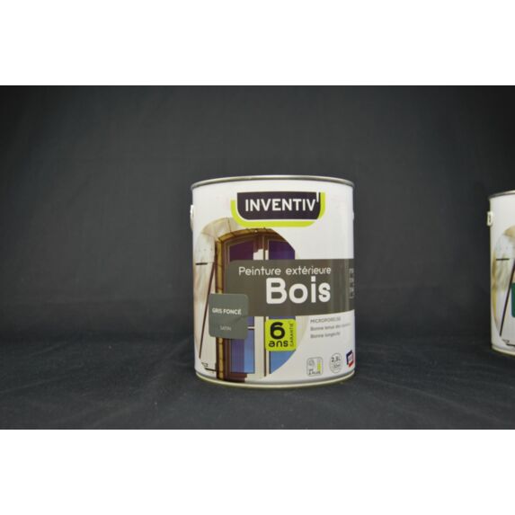 Peinture bois gris foncé brillant 6 ans 2,5 L - INVENTIV