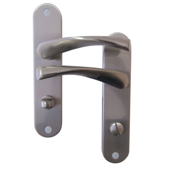 Poignées de porte à verrou Léon nickelé mat entraxe 165mm - B BEAUTY