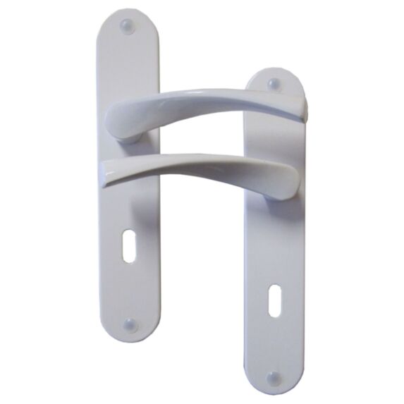 Poignées de porte Léon alu blanc trou de serrure entraxe 195mm - B BEAUTY