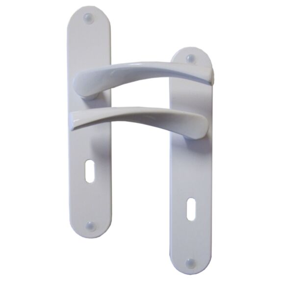 Poignées de porte Léon alu blanc trou de serrure entraxe 195mm - B BEAUTY