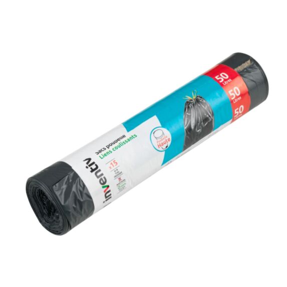 15 sacs poubelle haute coulisse 50 L - INVENTIV