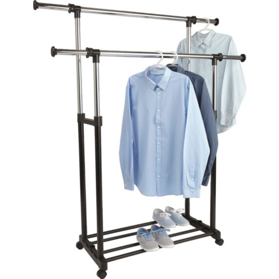 Portant à vêtements télescopique double L89/145xH98/175xP43cm