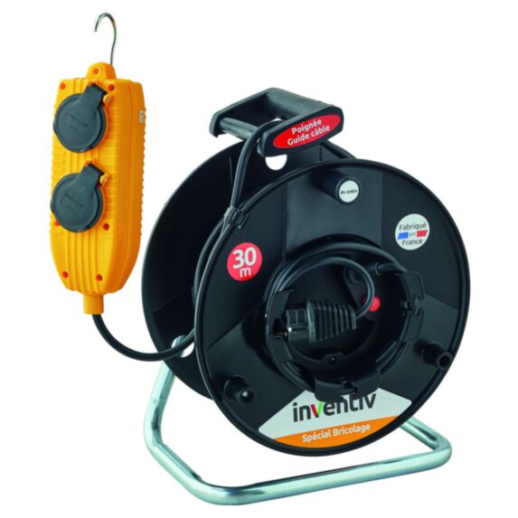 Enrouleur de câble électrique Spécial Bricolage 28,5m+1,5m + bloc déporté - INVENTIV