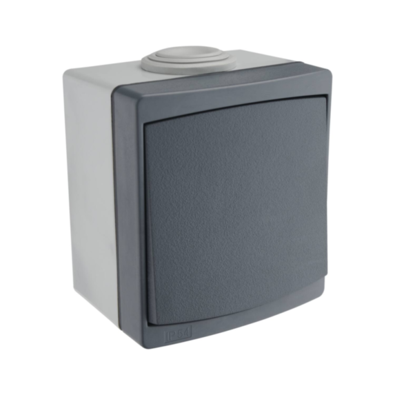 Bouton poussoir vaetvient en saillie Subline gris IP54 - INVENTIV