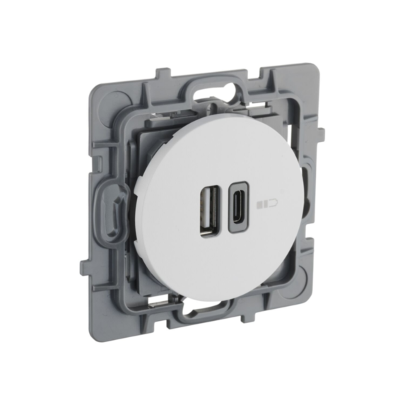 Prise USB A+C Eclipse blanc - INVENTIV