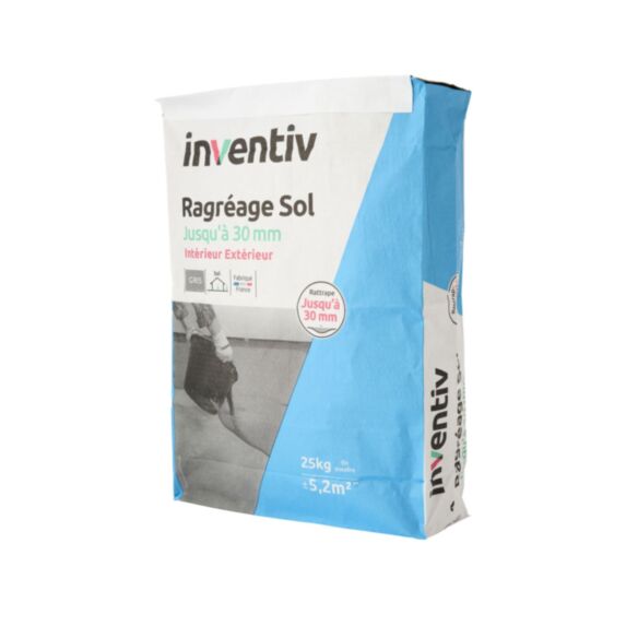 Réagréage sol intérieur jusqu'à 30mm gris 25kg - INVENTIV