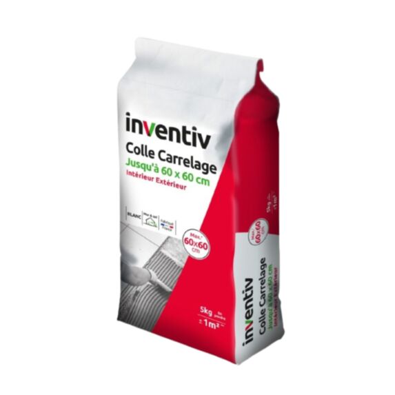 Colle carrelage Int/Ext jusqu'à 60x60cm gris 25kg - INVENTIV