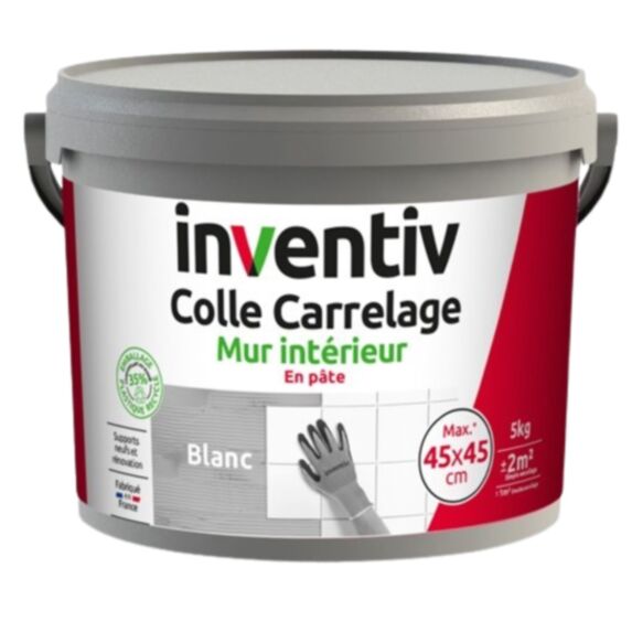 Colle carrelage en pâte Mur Intérieur blanc 25kg - INVENTIV