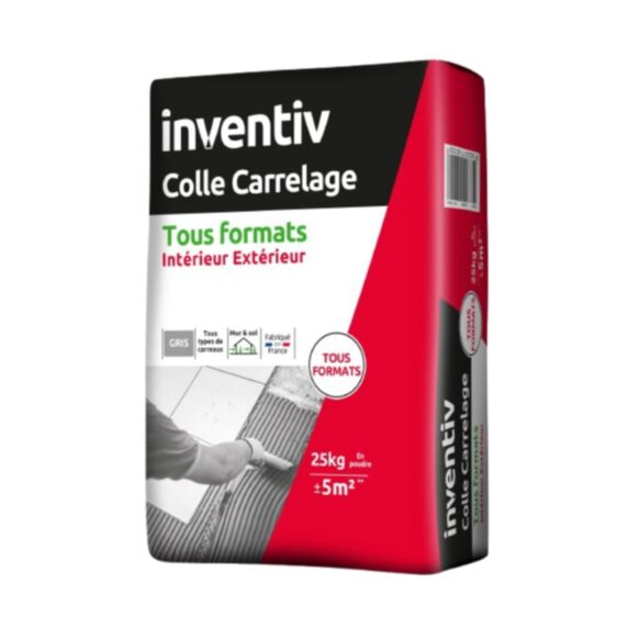 Colle carrelage Int/Ext tous formats blanc 25kg - INVENTIV