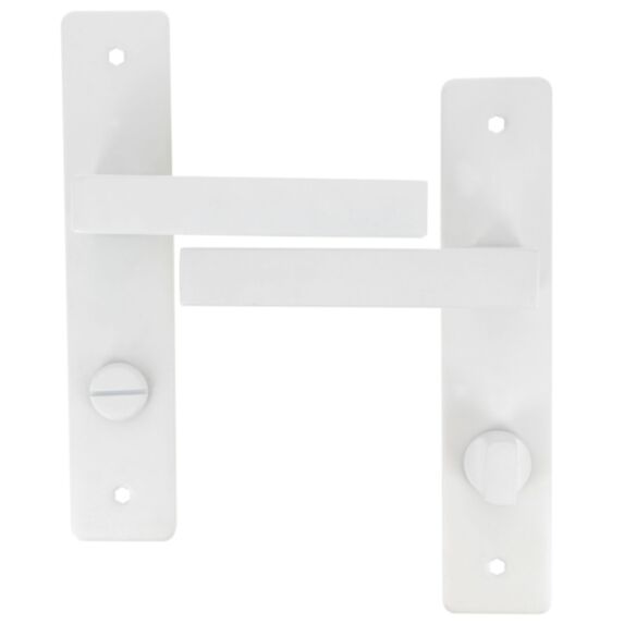 2 poignées de porte Aya entraxe 165 condamnation alu/acier blanc mat - INVENTIV