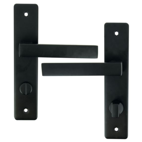 2 poignées de porte Aya entraxe 165 condamnation alu/acier noir mat - INVENTIV