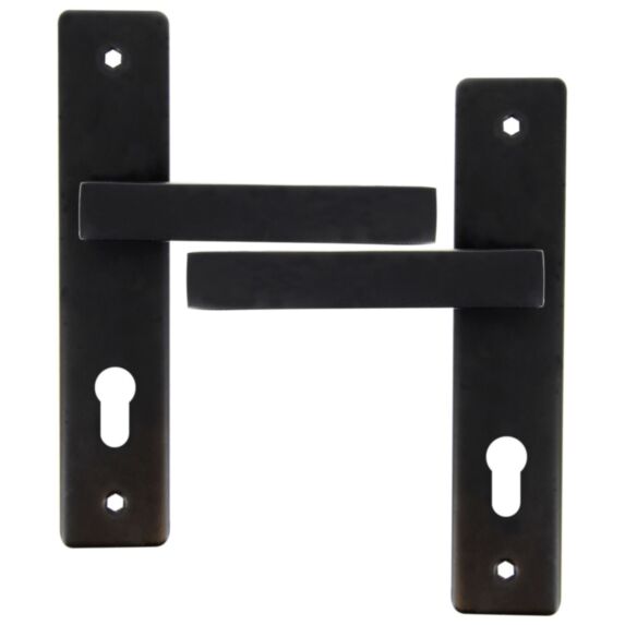 2 poignées de porte Aya entraxe 165 cylindre alu/acier noir mat - INVENTIV