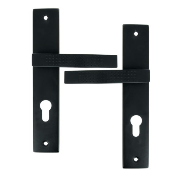 2 poignées de porte Mael entraxe 195 cylindre alu/acier noir mat - INVENTIV