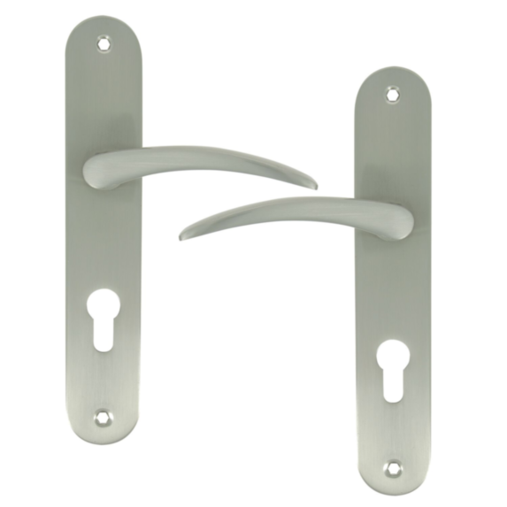 2 poignées de porte Romy entraxe 195 cylindre alu/acier nickel mat - INVENTIV