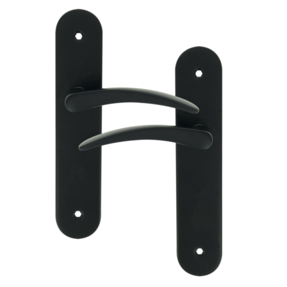 2 poignées de porte Tani entraxe 165 sans trou alu/acier noir mat - INVENTIV