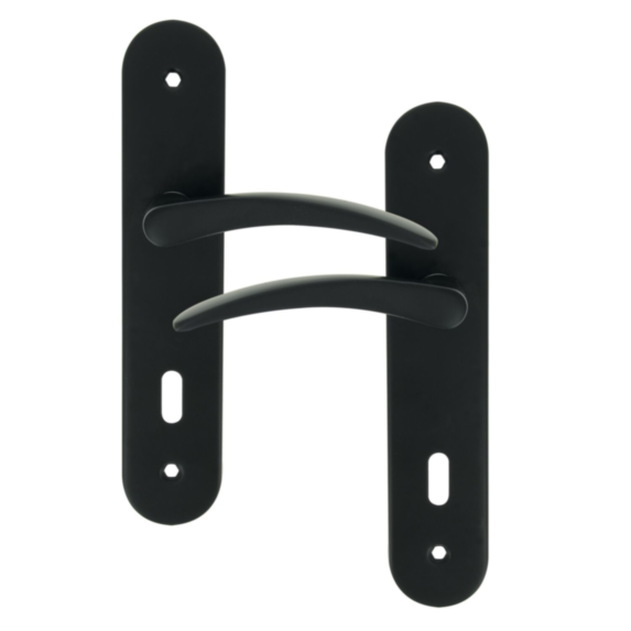 2 poignées de porte Tani entraxe 165 clé alu/acier noir mat - INVENTIV