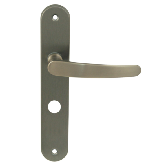 2 poignées de porte Abel entraxe 195 condamnation alu/acier nickel mat - INVENTIV