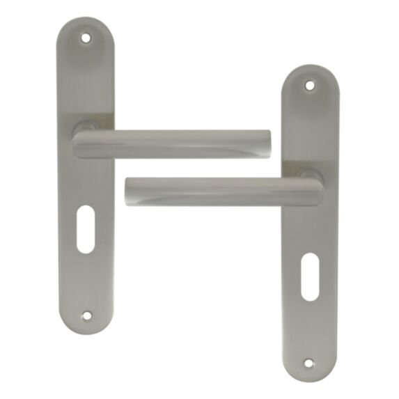 2 poignées de porte Ally entraxe 195 clé alu/acier nickel mat - INVENTIV