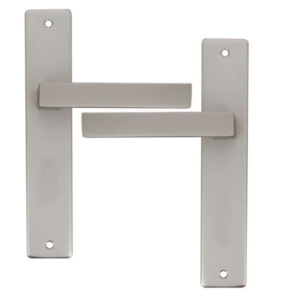 2 poignées de porte Béa entraxe 195 sans trou alu fini inox velours - INVENTIV